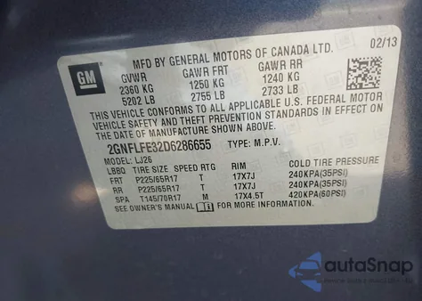 2013 Chevrolet Equinox Ltz from USA, damaged, VIN 2GNFLFE32D6286655
